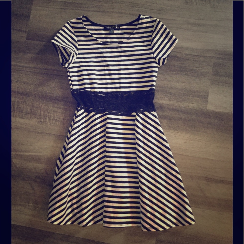 Stylish black and white striped dress